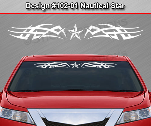 Design #102 Nautical Star - Windshield Window Tribal Accent Vinyl Sticker Decal Graphic Banner 36"x4.25"+