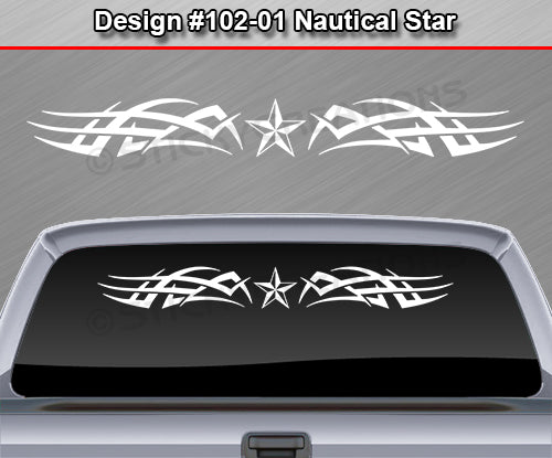 Design #102 Nautical Star - Windshield Window Tribal Accent Vinyl Sticker Decal Graphic Banner 36"x4.25"+