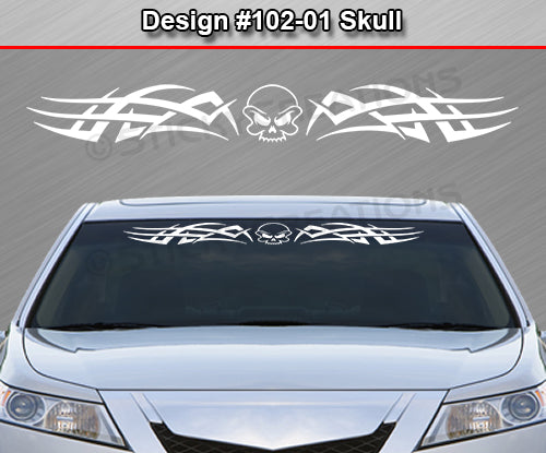 Design #102 Skull - Windshield Window Tribal Accent Vinyl Sticker Decal Graphic Banner 36"x4.25"+