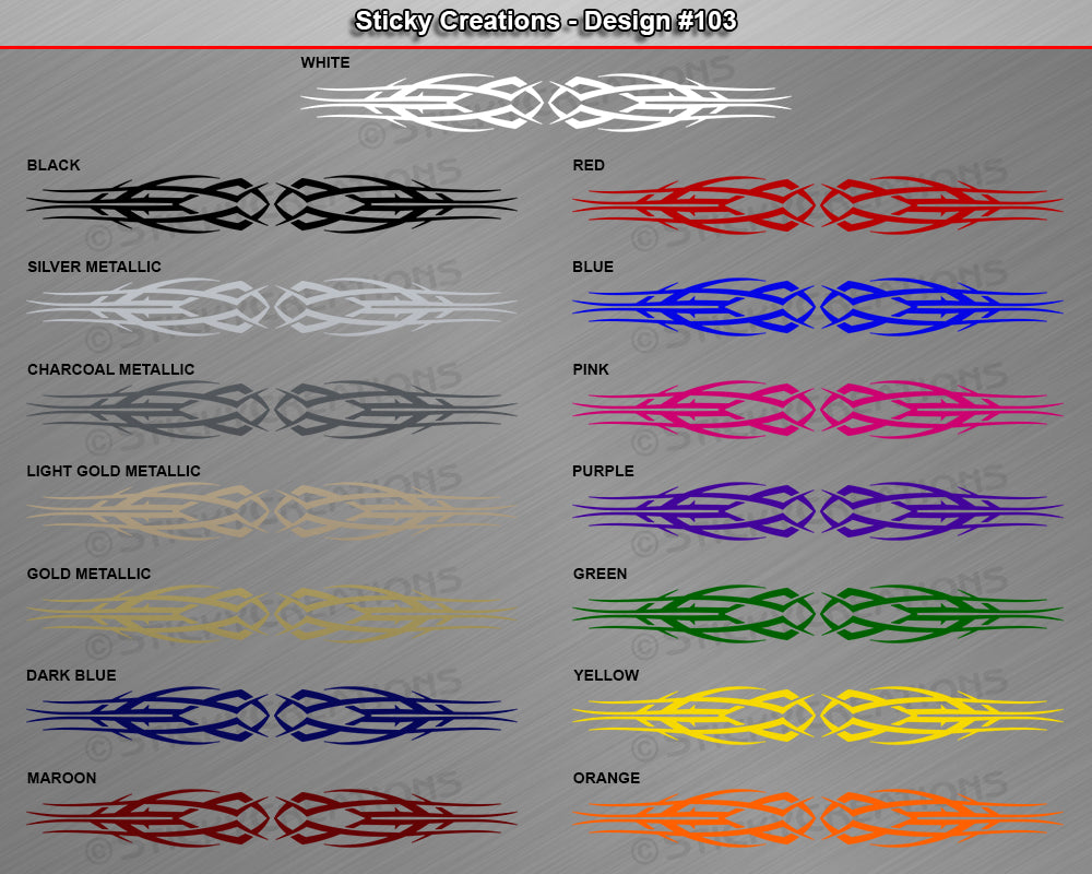 Design #103 - 36"x4.25" + Windshield Window Tribal Scallop Vinyl Sticker Decal Graphic Banner