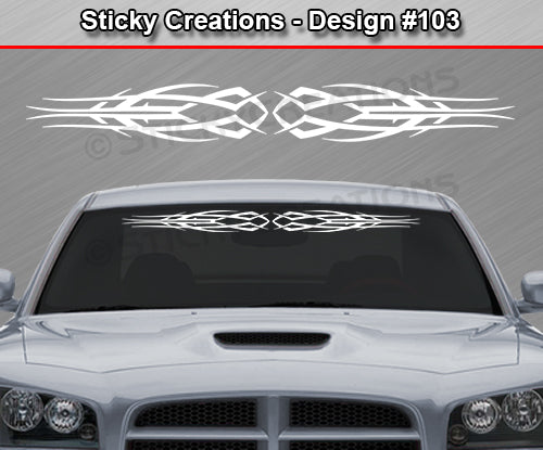 Design #103 - 36"x4.25" + Windshield Window Tribal Scallop Vinyl Sticker Decal Graphic Banner