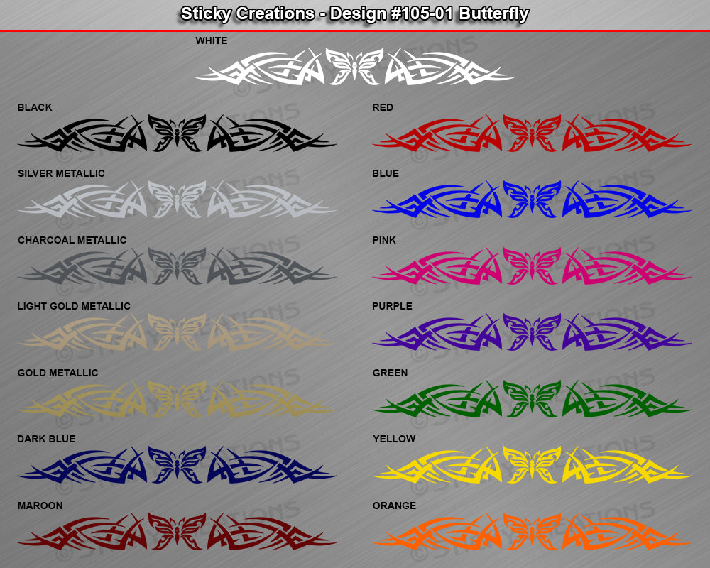 Design #105 Butterfly - Windshield Window Tribal Spikes Vinyl Sticker Decal Graphic Banner 36"x4.25"+