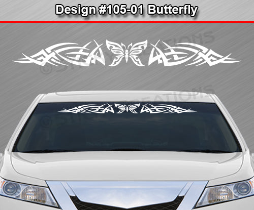 Design #105 Butterfly - Windshield Window Tribal Spikes Vinyl Sticker Decal Graphic Banner 36"x4.25"+