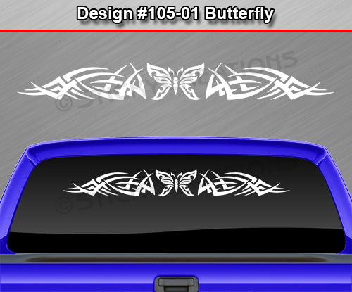 Design #105 Butterfly - Windshield Window Tribal Spikes Vinyl Sticker Decal Graphic Banner 36"x4.25"+