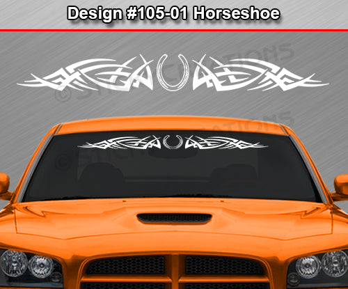 Design #105 Horseshoe - Windshield Window Tribal Spikes Vinyl Sticker Decal Graphic Banner 36"x4.25"+