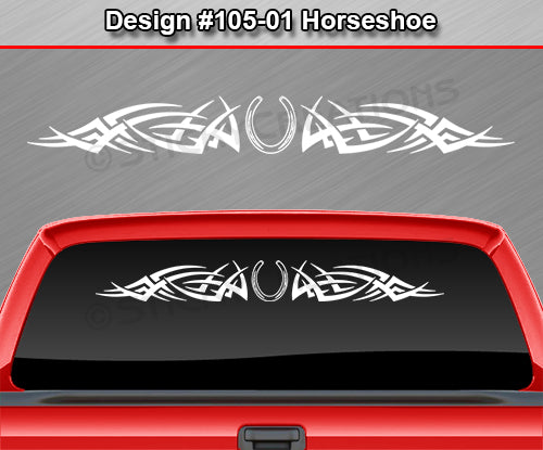 Design #105 Horseshoe - Windshield Window Tribal Spikes Vinyl Sticker Decal Graphic Banner 36"x4.25"+