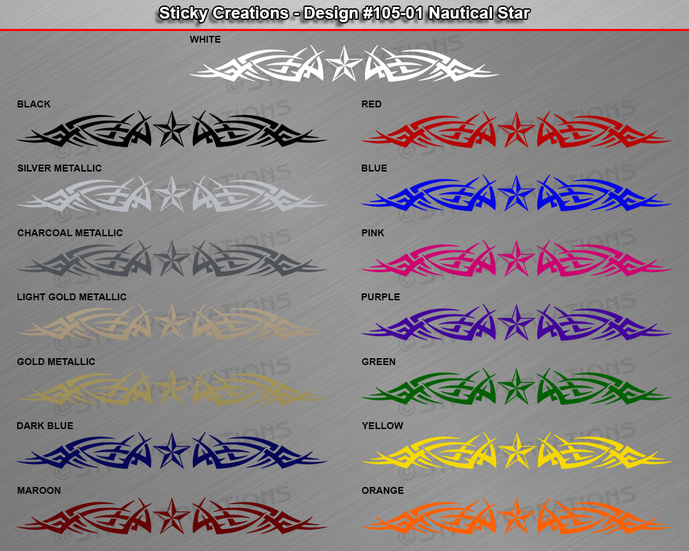 Design #105 Nautical Star - Windshield Window Tribal Spikes Vinyl Sticker Decal Graphic Banner 36"x4.25"+