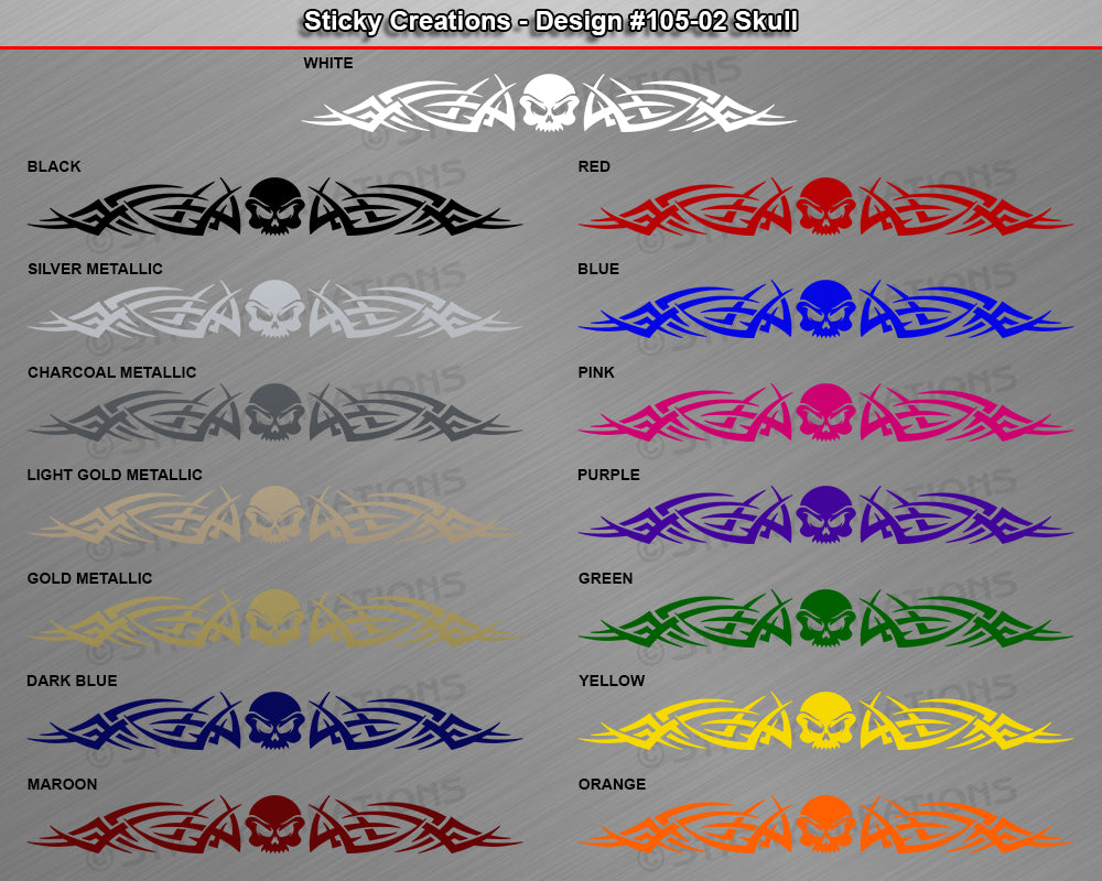 Design #105 Skull - Windshield Window Tribal Accent Vinyl Sticker Decal Graphic Banner 36"x4.25"+