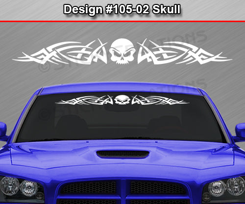 Design #105 Skull - Windshield Window Tribal Accent Vinyl Sticker Decal Graphic Banner 36"x4.25"+