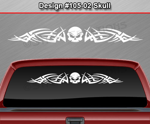 Design #105 Skull - Windshield Window Tribal Accent Vinyl Sticker Decal Graphic Banner 36"x4.25"+