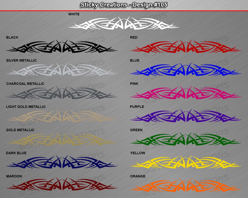 Design #105 - 36"x4.25" + Windshield Window Tribal Spikes Vinyl Sticker Decal Graphic Banner