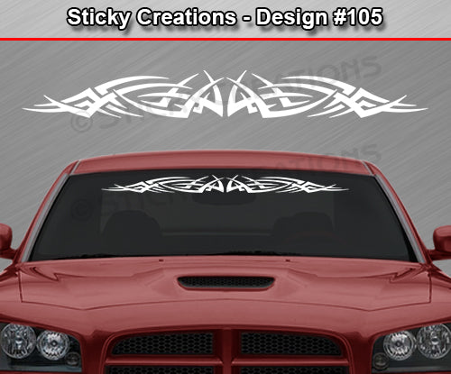 Design #105 - 36"x4.25" + Windshield Window Tribal Spikes Vinyl Sticker Decal Graphic Banner