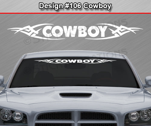 Design #106 Cowboy - Windshield Window Tribal Vinyl Sticker Decal Graphic Banner 36"x4.25"+