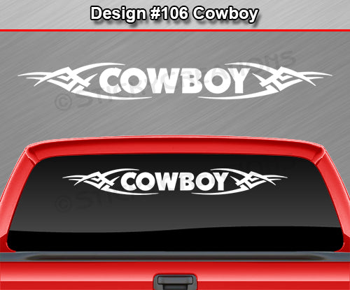 Design #106 Cowboy - Windshield Window Tribal Vinyl Sticker Decal Graphic Banner 36"x4.25"+