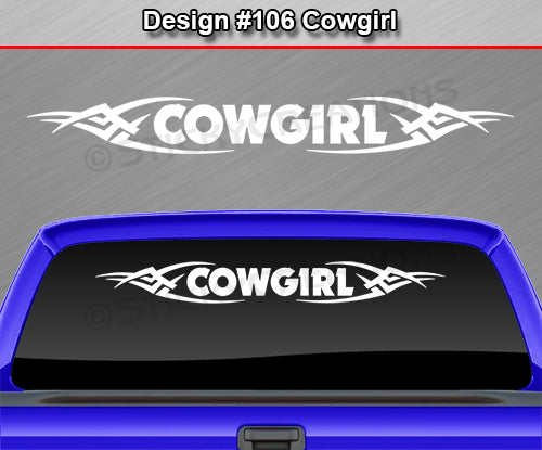 Design #106 Cowgirl - Windshield Window Tribal Vinyl Sticker Decal Graphic Banner 36"x4.25"+