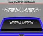 Design #107 Horseshoe - Windshield Window Tribal Flames Vinyl Sticker Decal Graphic Banner 36"x4.25"+