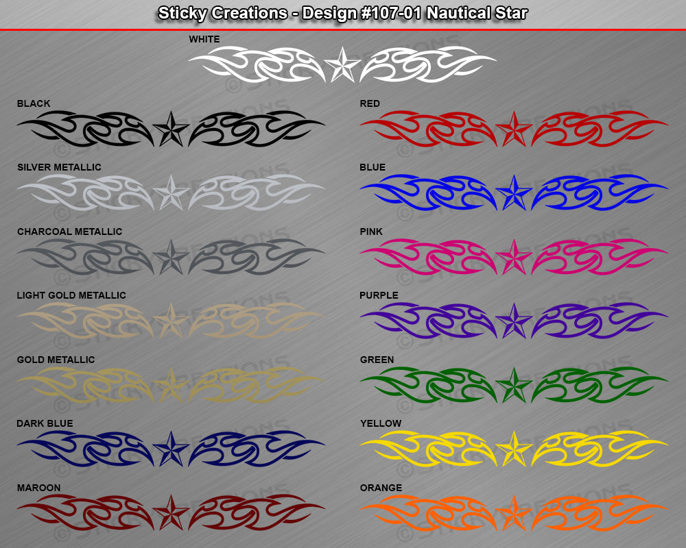 Design #107 Nautical Star - Windshield Window Tribal Flames Vinyl Sticker Decal Graphic Banner 36"x4.25"+