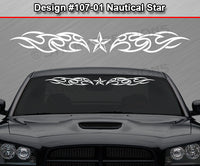 Design #107 Nautical Star - Windshield Window Tribal Flames Vinyl Sticker Decal Graphic Banner 36"x4.25"+