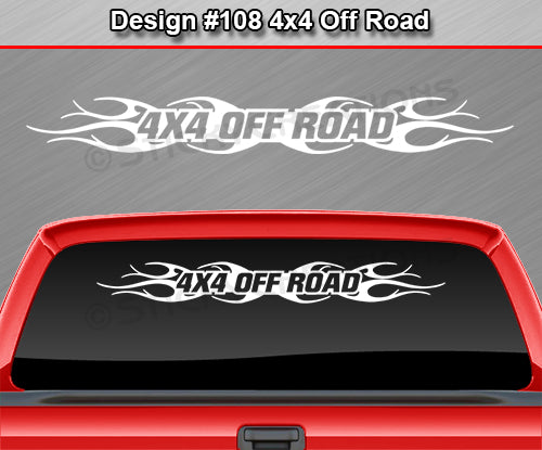 Design #108 4x4 Off Road - Windshield Window Tribal Flame Vinyl Sticker Decal Graphic Banner Truck 36"x4.25"+