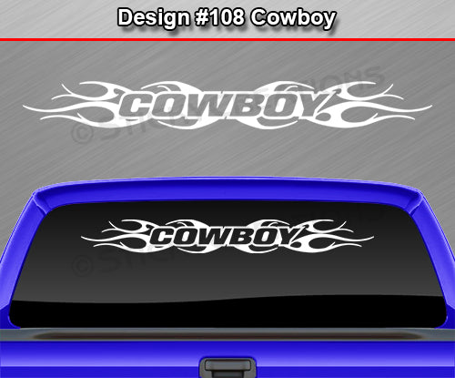 Design #108 Cowboy - Windshield Window Tribal Flame Vinyl Sticker Decal Graphic Banner 36"x4.25"+