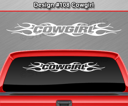 Design #108 Cowgirl - Windshield Window Tribal Flame Vinyl Sticker Decal Graphic Banner 36"x4.25"+