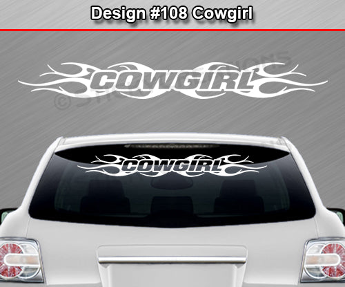 Design #108 Cowgirl - Windshield Window Tribal Flame Vinyl Sticker Decal Graphic Banner 36"x4.25"+