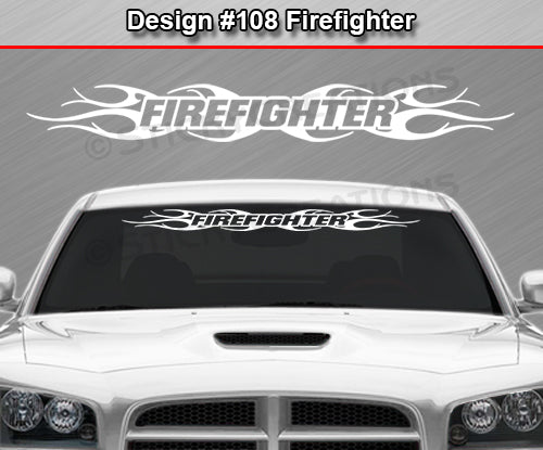 Design #108 Firefighter - Windshield Window Tribal Flame Vinyl Sticker Decal Graphic Banner 36"x4.25"+
