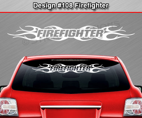 Design #108 Firefighter - Windshield Window Tribal Flame Vinyl Sticker Decal Graphic Banner 36"x4.25"+