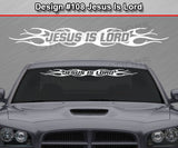Design #108 Jesus Is Lord - Windshield Window Tribal Flame Vinyl Sticker Decal Graphic Banner 36"x4.25"+