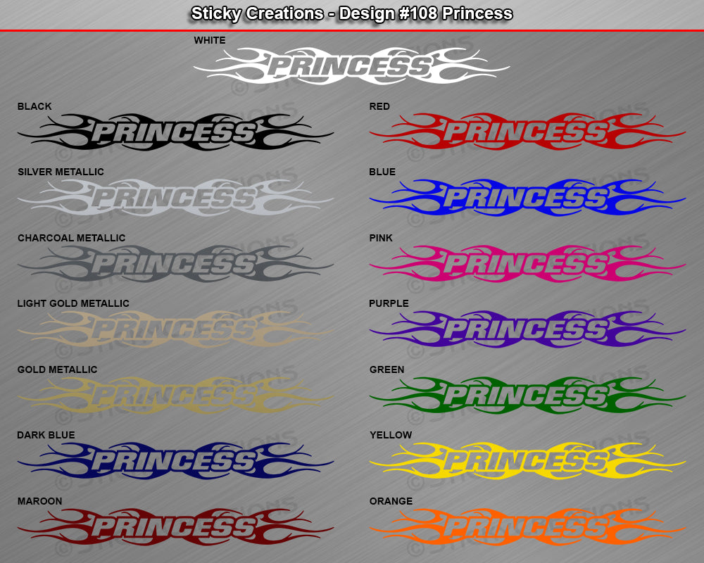 Design #108 Princess - Windshield Window Tribal Flame Vinyl Sticker Decal Graphic Banner 36"x4.25"+