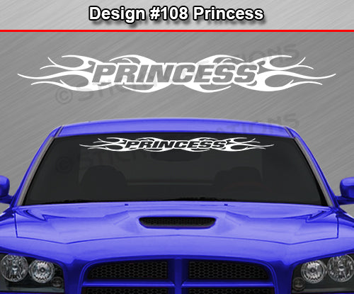 Design #108 Princess - Windshield Window Tribal Flame Vinyl Sticker Decal Graphic Banner 36"x4.25"+