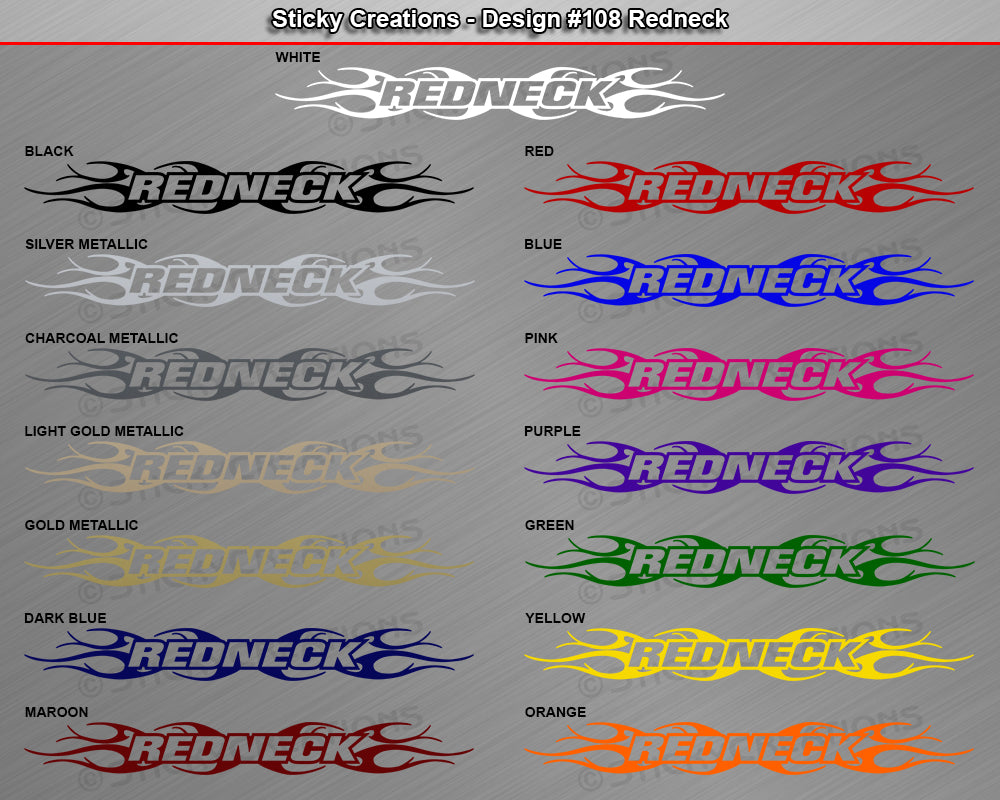 Design #108 Redneck - Windshield Window Tribal Flame Vinyl Sticker Decal Graphic Banner 36"x4.25"+