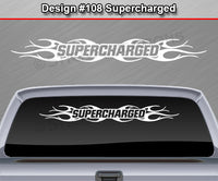 Design #108 Supercharged - Windshield Window Tribal Flame Vinyl Sticker Decal Graphic Banner 36"x4.25"+
