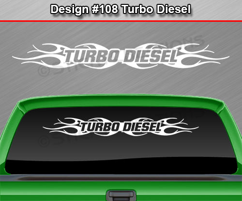 Design #108 Turbo Diesel - Windshield Window Tribal Flame Vinyl Sticker Decal Graphic Banner 36"x4.25"+