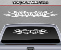 Design #108 Turbo Diesel - Windshield Window Tribal Flame Vinyl Sticker Decal Graphic Banner 36"x4.25"+
