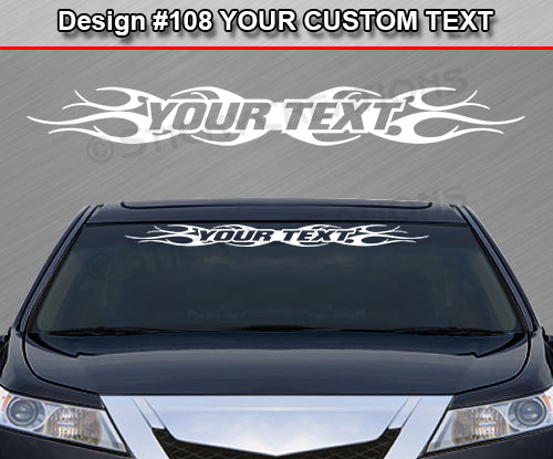 Design #108 Your Text - Custom Personalized Windshield Window Tribal Flame Vinyl Sticker Decal Graphic Banner 36"x4.25"+