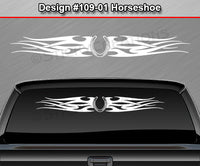 Design #109 Horseshoe - Windshield Window Tribal Flames Vinyl Sticker Decal Graphic Banner 36"x4.25"+