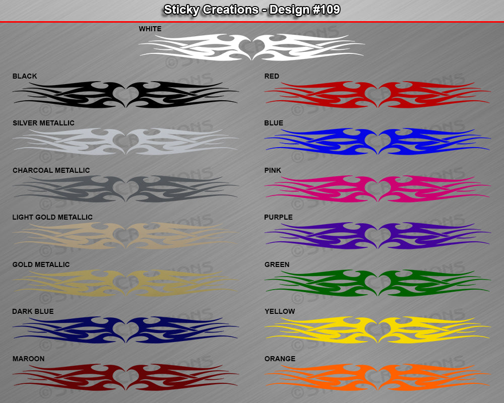 Design #109 - 36"x4.25" + Windshield Window Tribal Heart Vinyl Sticker Decal Graphic Banner