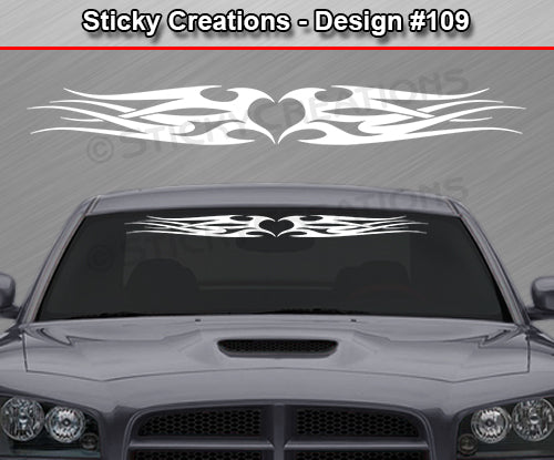Design #109 - 36"x4.25" + Windshield Window Tribal Heart Vinyl Sticker Decal Graphic Banner