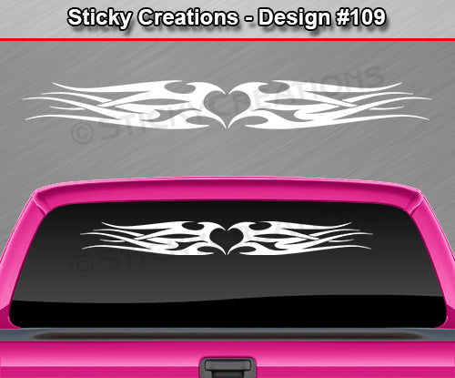 Design #109 - 36"x4.25" + Windshield Window Tribal Heart Vinyl Sticker Decal Graphic Banner