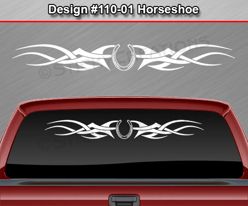 Design #110 Horseshoe - Windshield Window Tribal Accent Vinyl Sticker Decal Graphic Banner 36"x4.25"+