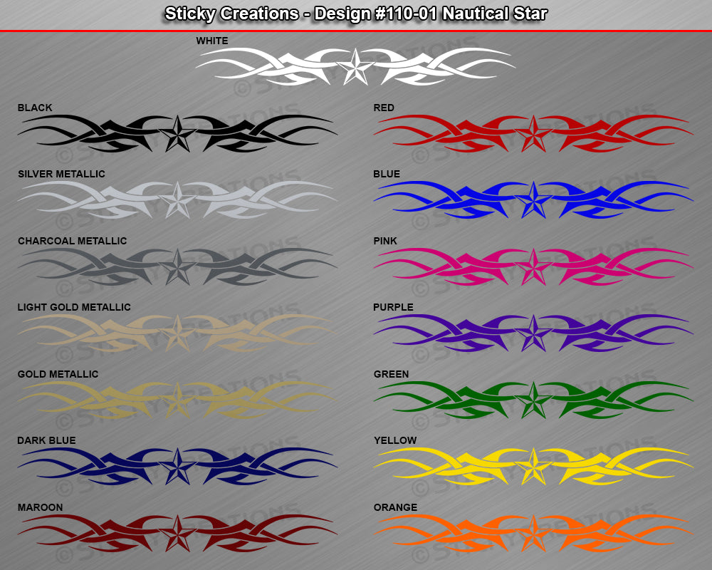 Design #110 Nautical Star - Windshield Window Tribal Accent Vinyl Sticker Decal Graphic Banner 36"x4.25"+