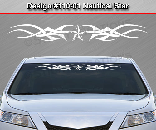Design #110 Nautical Star - Windshield Window Tribal Accent Vinyl Sticker Decal Graphic Banner 36"x4.25"+