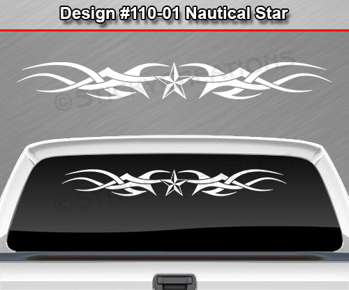 Design #110 Nautical Star - Windshield Window Tribal Accent Vinyl Sticker Decal Graphic Banner 36"x4.25"+