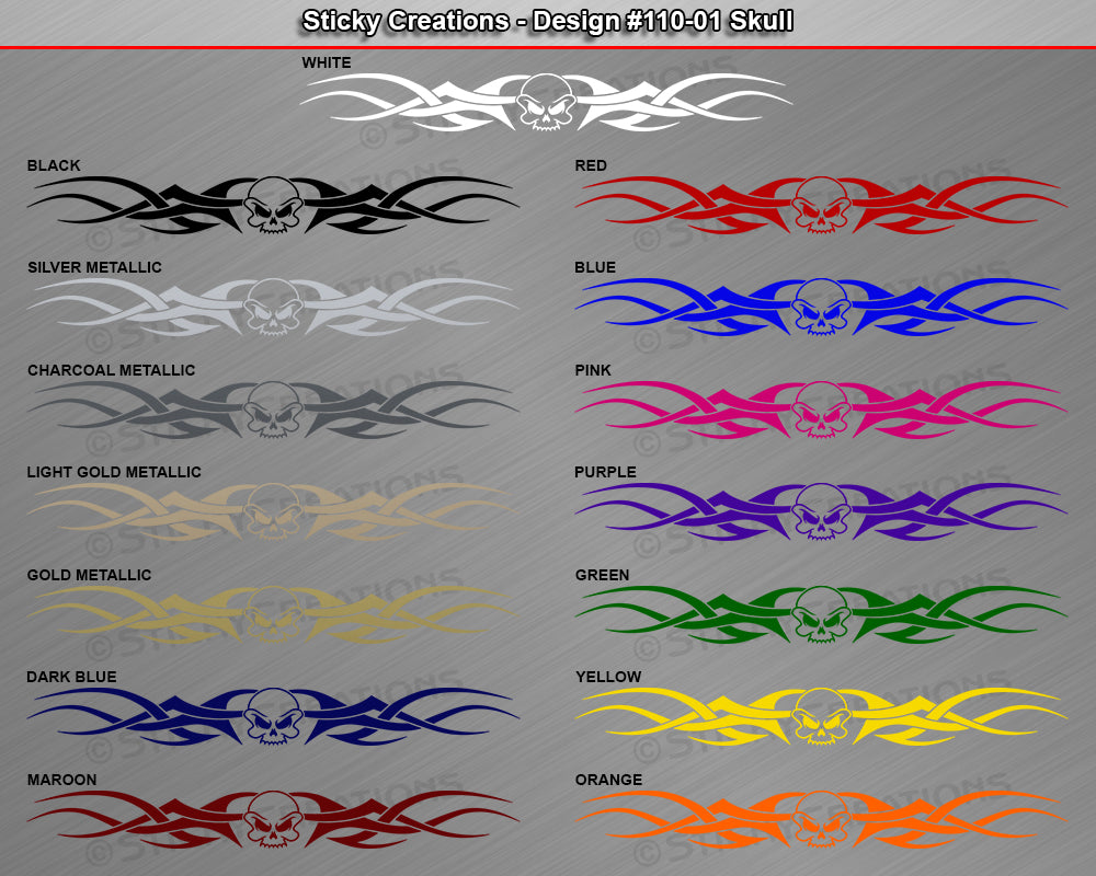 Design #110 Skull - Windshield Window Tribal Accent Vinyl Sticker Decal Graphic Banner 36"x4.25"+