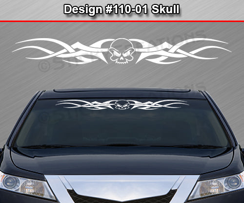 Design #110 Skull - Windshield Window Tribal Accent Vinyl Sticker Decal Graphic Banner 36"x4.25"+