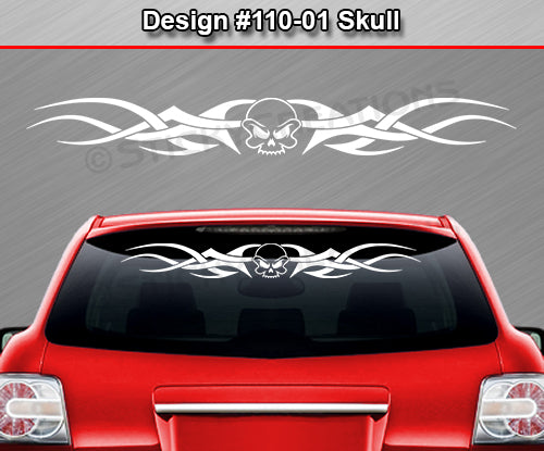 Design #110 Skull - Windshield Window Tribal Accent Vinyl Sticker Decal Graphic Banner 36"x4.25"+