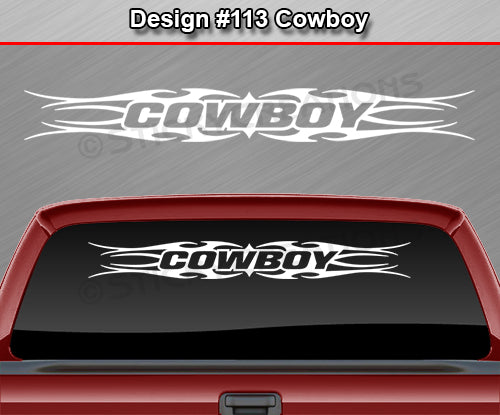 Design #113 Cowboy - Windshield Window Tribal Flame Vinyl Sticker Decal  Graphic Banner 36
