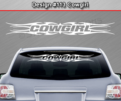 Design #113 Cowgirl - Windshield Window Tribal Flame Vinyl Sticker Decal Graphic Banner 36"x4.25"+
