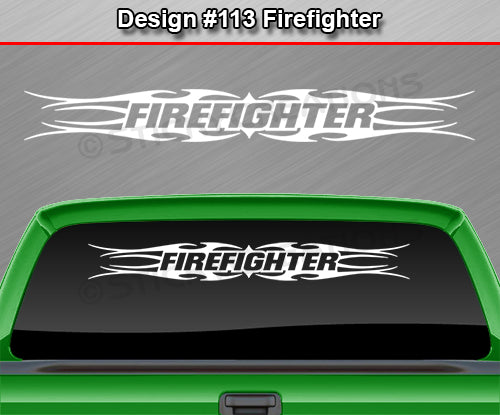 Design #113 Firefighter - Windshield Window Tribal Flame Vinyl Sticker Decal Graphic Banner 36"x4.25"+
